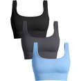 thumbnail image 1 of SURJDE Women's 3 Piece Medium Support Tank Top Ribbed Seamless Removable Cups Workout Exercise Sport Bra, 1 of 3