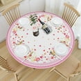 thumbnail image 3 of Valentines Day Round Fitted Tablecloth Best for 44"-48" Yellow Pink Heart Table Cloth Elastic Edge Water-Resistant Washable Love Table Cover for Happy Party Picnic Outdoor Indoor Decor, 3 of 6