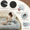 thumbnail image 3 of Melocadol Human Dog Bed for Adult, 76"x46"x10" Fits You & Pets, Orthopedic Foam, Washable Faux Fur, Removable Cover, Light Grey, 3 of 4