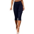 thumbnail image 5 of AnuYalue Women's Wrap Tie Capris Pants High Waisted Capri Leggings Skinny Casual Cropped Yoga Pants, 5 of 9