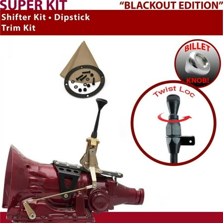 American Shifter PG Shifter Kit Black 6 in. Trim Kit Dipstick Push Button Tan Boot Billet Knob for ECA43