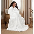 thumbnail image 2 of Utopia Bedding Off White Striped Fleece Blanket Throw Size Fluffy, Warm & Lightweight Ribbed Throw for Bed, Sofa & Chair - Soft Cozy Blanket for Home Decor & Gifting (50x60 Inches), 2 of 7