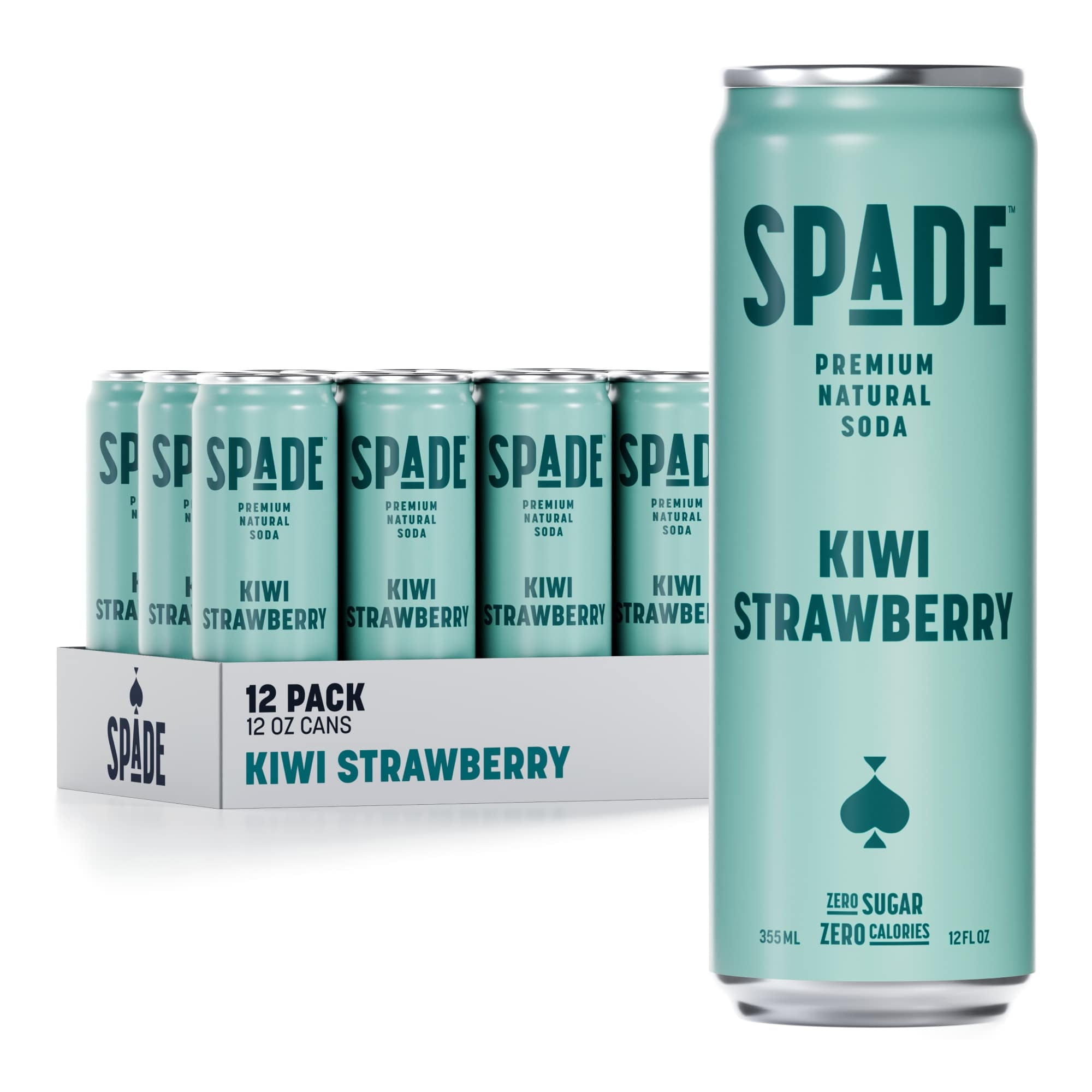 Spade Kiwi Strawberry Soda - Premium All-Natural, 0 Sugar, 0 Calorie, Electrolyte, Healthy Non GMO