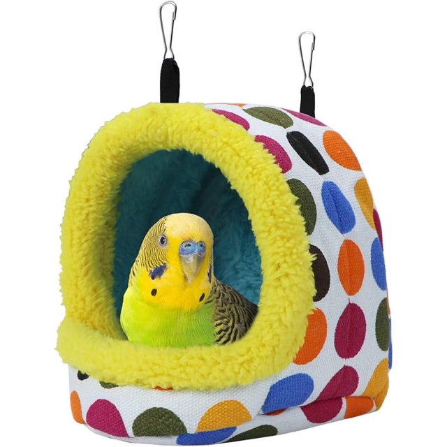 Hamaca colgante para pájaros, cálida y acogedora para el invierno, para loros, nido de peluche