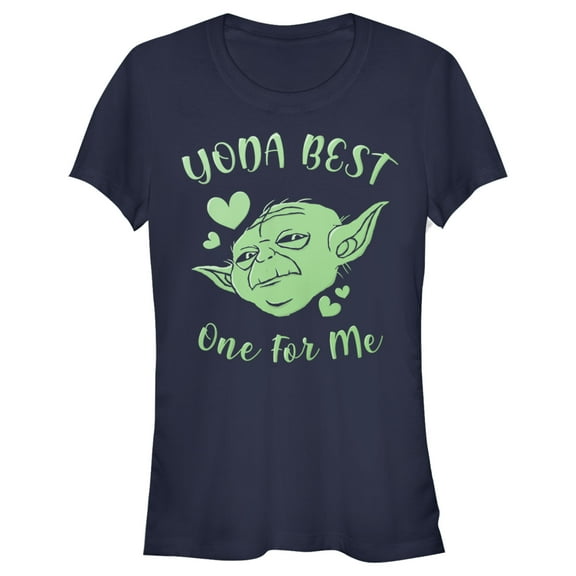 Junior's Star Wars Valentine's Day Yoda Best One for Me Graphic Tee Navy Blue Medium