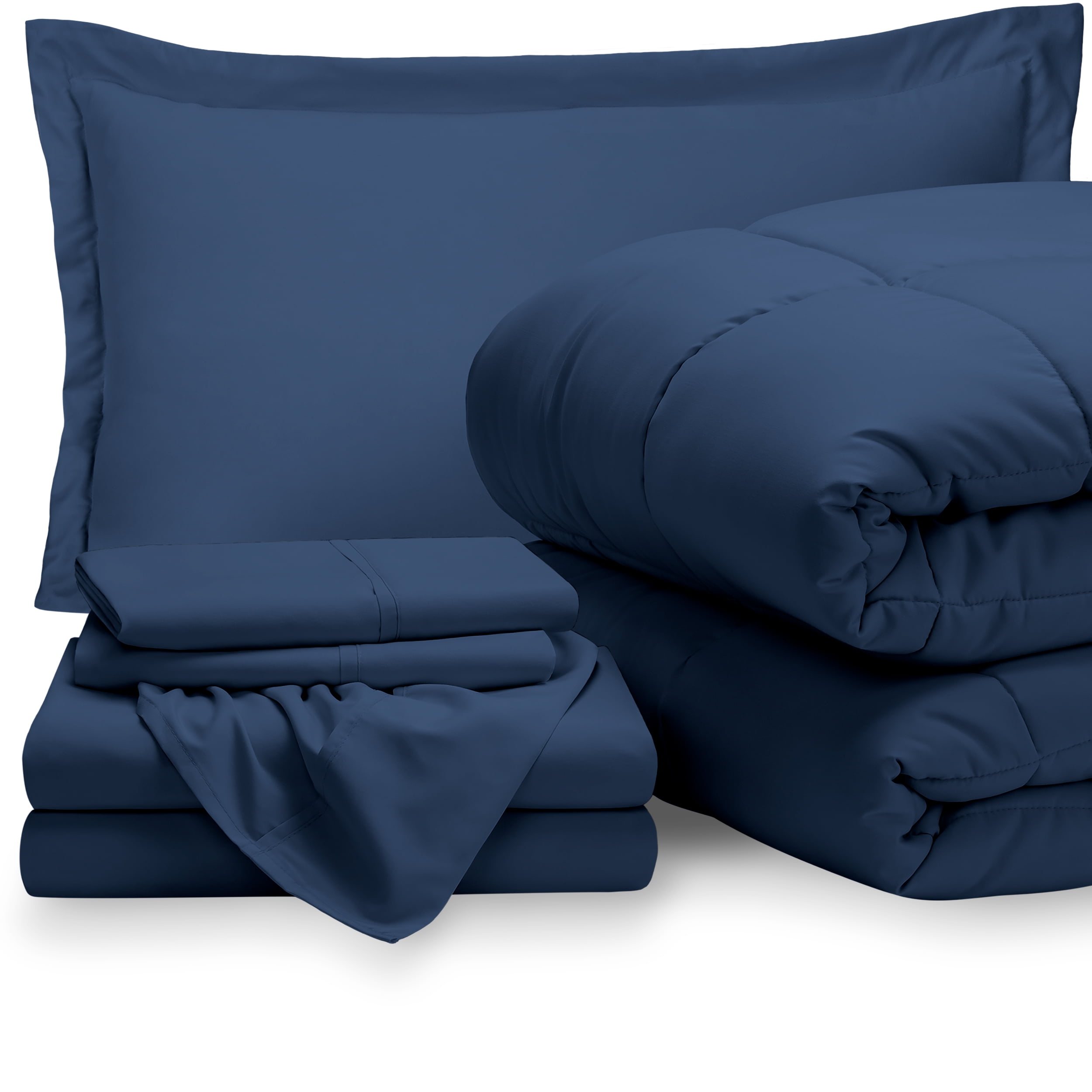 Bare Home 5Piece BedInABag Twin XL Set Dark Blue