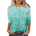 thumbnail image 2 of Blmnix Botanical Shirts Women Athleisure Funny Green Summer Tops Crew Neck 3/4 Sleeve Blouses, 2 of 5