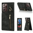 thumbnail image 1 of Mantto Wallet Case for Samsung Note 20 Ultra, Slim Premium Credit Card Slot, Zipper Wallet Case with Ring Holder Kickstand Leather Magnetic Flip Back Cover for Samsung Galaxy Note 20 Ultra, Black, 1 of 12