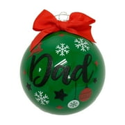 Holiday Time "Dad" Green Glass Ball Christmas Collectible Ball Ornament