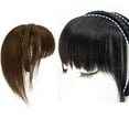 thumbnail image 2 of Breathable Headband Wigs Black False Fringe Hairpiece Synthetic Hair Adjustable Bangs, 2 of 9