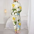 thumbnail image 5 of Kll Bees Collecting Nectar Print Women'S Long Sleeve Pajamas With Pants Sleepwear Loungewear 2 Set-Small, 5 of 9