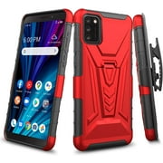 For Apple iPhone 14 (6.1) Swivel Belt Clip Holster with Built-in Kickstand, Heavy Duty Hybrid 3in1 Shockproof Defender Phone Case Cover by Xpression - Red
