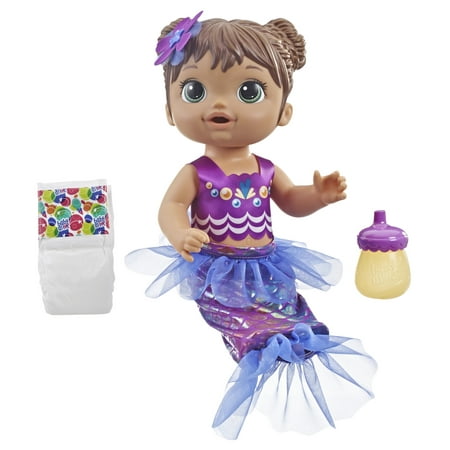 Baby Alive Shimmer n Splash Mermaid Baby Doll, Brown Hair, for Kids Ages 3 and Up
