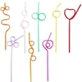 thumbnail image 4 of 24 Uds pajitas locas para beber, lazo de plástico reutilizable rizado para niños y adultos, pajitas divertidas coloridas, 4 of 5