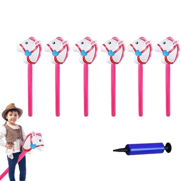 Inflatable Stick Horse,Cute Horse Head Stick Blow up Balloon Colorful Cowboy Cowgirl Party Decorations,Funny Horses on a Sticks Toy for Birthday Baby Shower Christmas Party Supplies