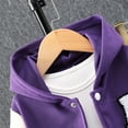thumbnail image 4 of Zaldita 2pcs Kids Boys Girls Sports Tracksuit Long Sleeve Hooded Baseball Jacket Athletic Swetashirt with Jogging Pants Set Purple 6-7, 4 of 7