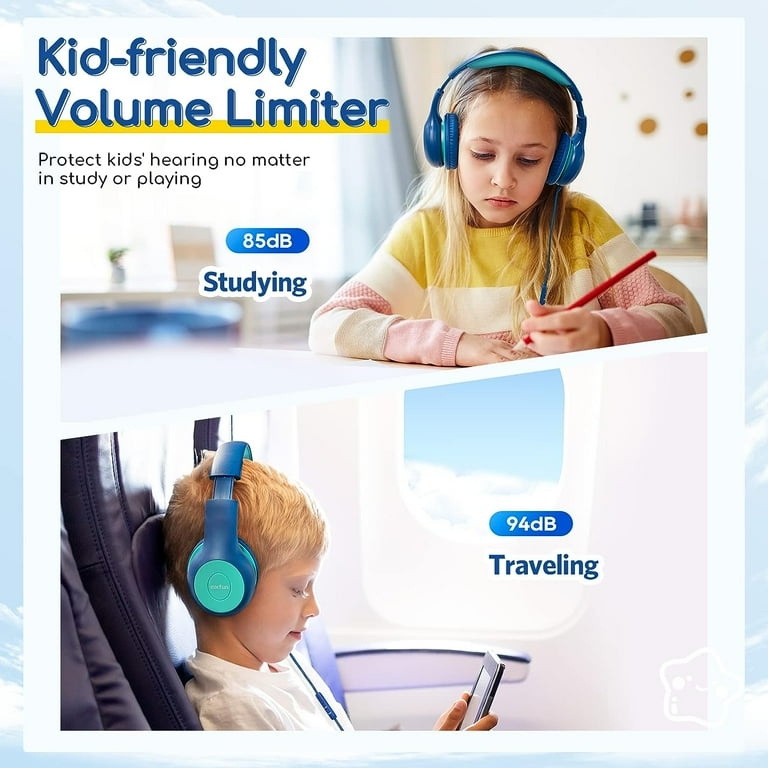 EarFun Kids Headphones Wired with rophone 85 94dB Volume Limit Headphones for Kids Portable Wired Headphones Walmart