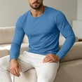 thumbnail image 7 of LEKWK Mens T Shirt Soft Basic Long Sleeve Crewneck Lightweight Shirts Stretch Regular Fit Casual Daily Layering Tee Workout Travel Fall Spring Tops Light Blue XXL, 7 of 7