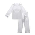 thumbnail image 2 of Aislor Kids Girls Boys Sleepwear Suit Silk Lapel Long Sleeve Pocket Button Top with Pants, 2 of 7