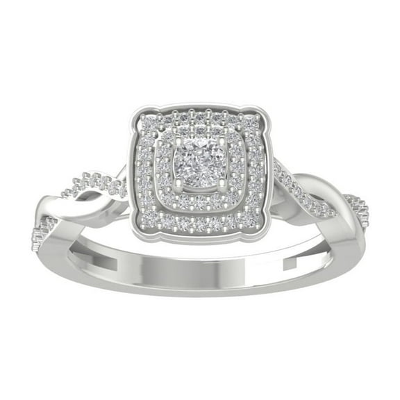 ARAIYA FINE JEWELRY 10K White Gold Diamond Halo Engagement Ring (1/2 cttw, I-J Color, I2-I3 Clarity) Size 5