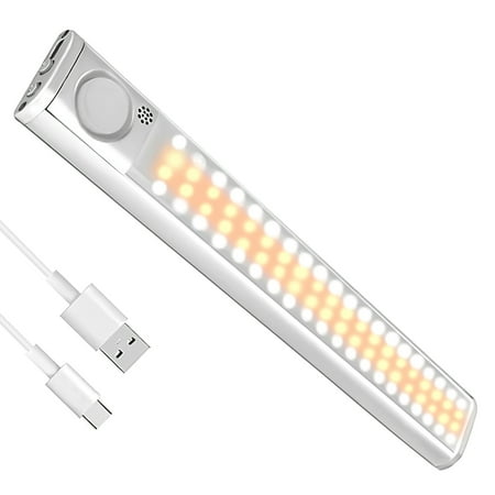 

80LED Dual-color Sensor Light with Built-in 1800mAh Lithium Battery LED Motion Sensor Cabinet Light Under Cabinet Night Lighting