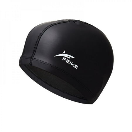 

Men Women Adults Free Size Elastic Waterproof PU Fabric Swim Cap Long Hair Ears Protection Hat Sports Swim Pool Hat Swimming Caps