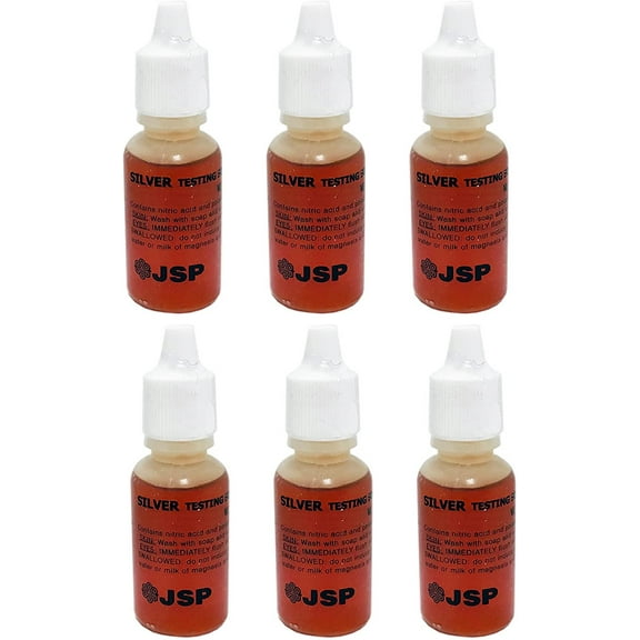 6 Bottles Silver Test Acid Testing Sterling Jewelry Solution Liquid Metal Tester