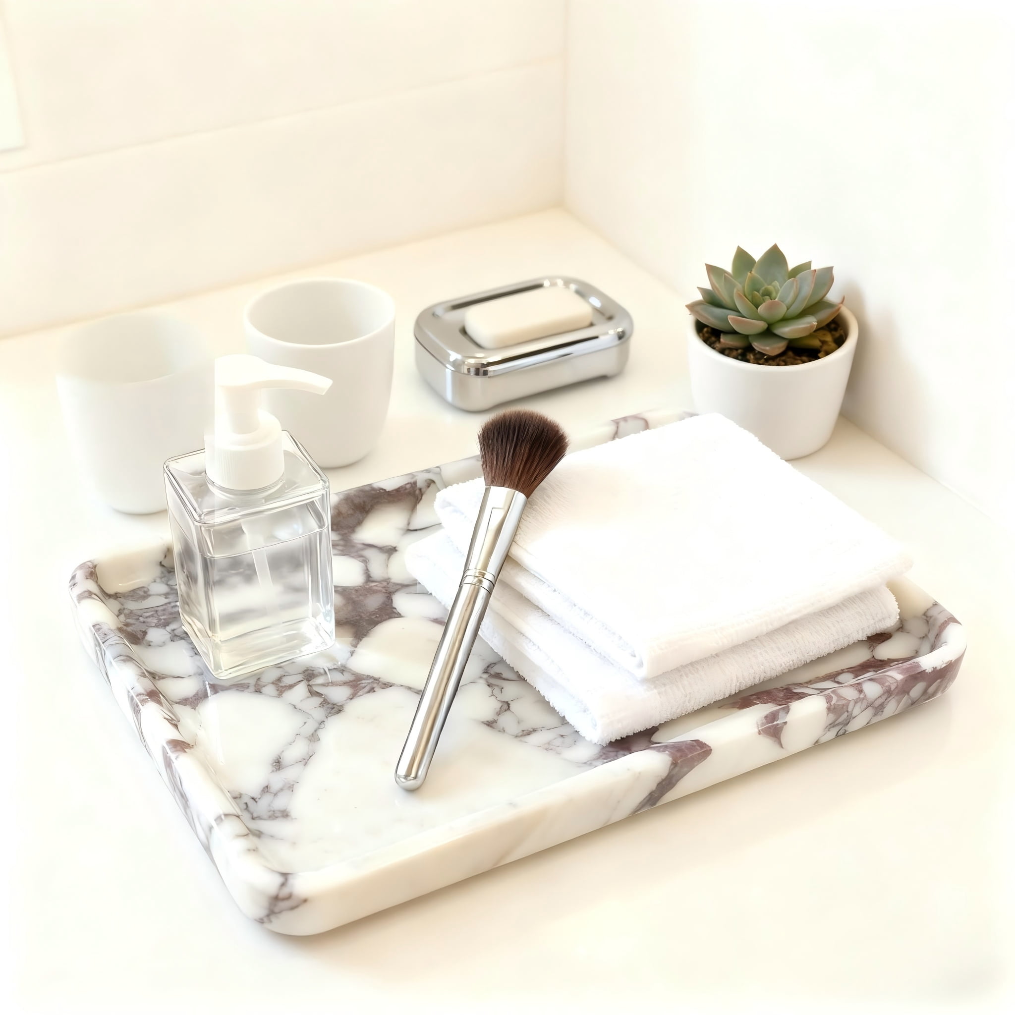 Calacatta Viola Rectangular Marble Dish - Jewelry & Daily Item Organizer for Bathroom Vanity Decor
