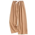 thumbnail image 3 of BXSRUTA Women's High Rise Elastic Waist Wide Leg Pants Comfy Casual Breathable Lounge Palazzo Pants, 3 of 4