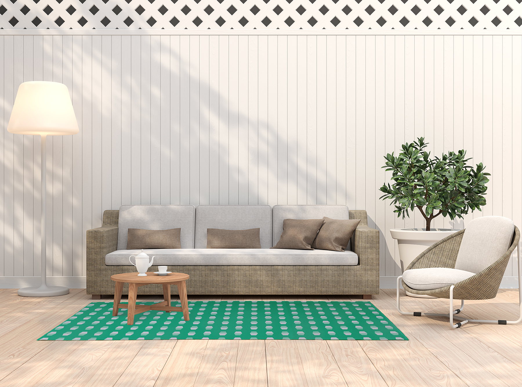 Simply Daisy 5' x 7' Kelly Green Bowling Pins Indoor/outdoor Rug