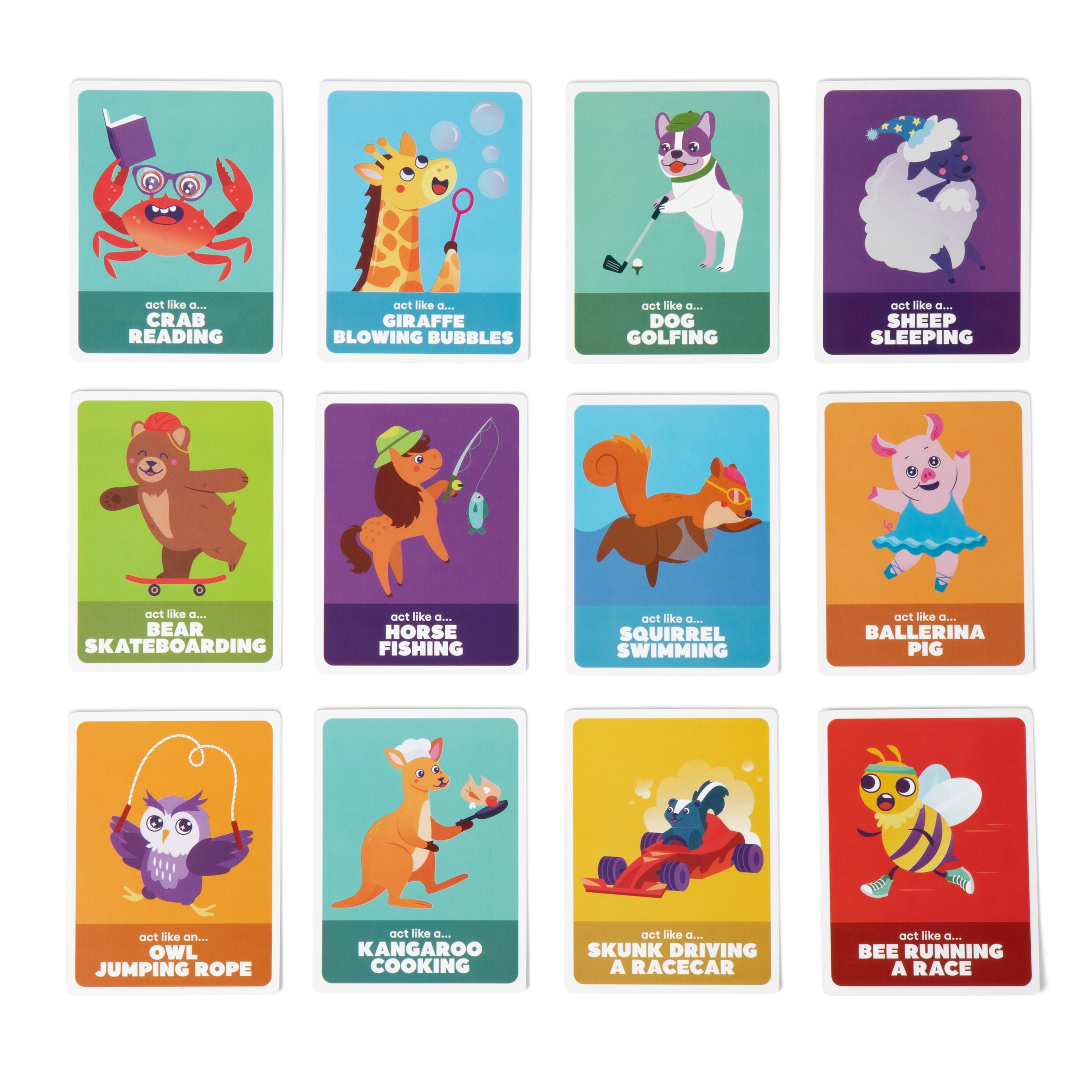 Charades, Party Animal Edition from Bee Street Games, Classic Family Games Reimagined with Playful Silly Themes, Includes 36 Jumbo Playing Cards.