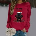 thumbnail image 2 of Wang6 Christmas Graphic Sweatshirts for Women Trendy Long Sleeve I Am Fine Cat Printed Hoodless Pullovers Causal Xmas White Loose Fit Crew Neck Tops Red XXL, 2 of 4