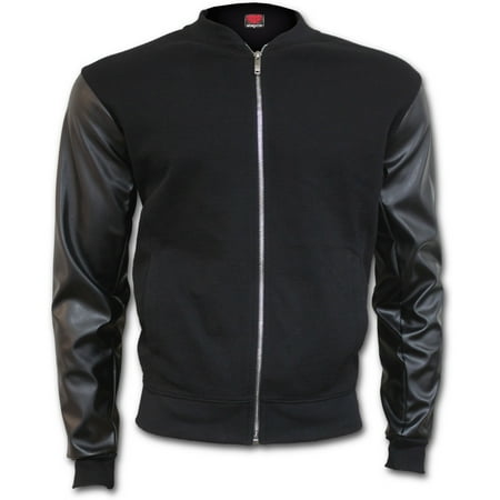 Spiral Direct URBAN FASHION Cotton Bomber Jacket with PU Leather SleevesFashion