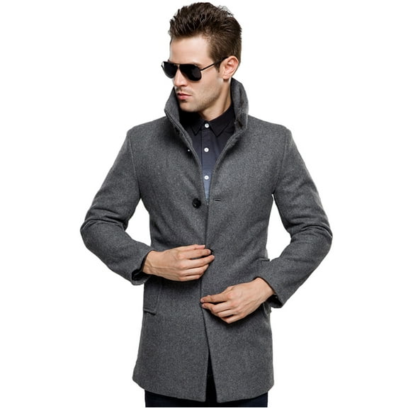 SSLR Mens Winter Coats Slim Fit Wool Pea Coat British Single Breasted Stylish Jacket