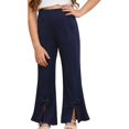 thumbnail image 5 of DHFJKG Toddler Girls Knitted Ribbed Flare Pants With Bow Details Solid Color Elastic Waist Bell-Bottom Sweatpants 0-8 Years Old Casual Trousers, 5 of 5
