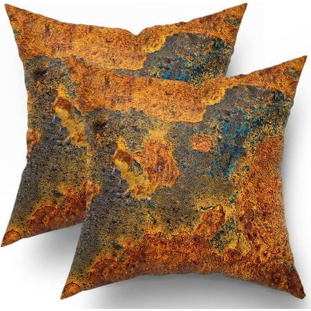 

Rust Throw Pillows Rust Pillow Cover 16x16 In Colorful Metal Rusty Steel Iron Structure Navy Blue Orange Decorative Couch Pillow Cases with Zipper Set of 2 Home Decor for Living Room Cushion Outdoor