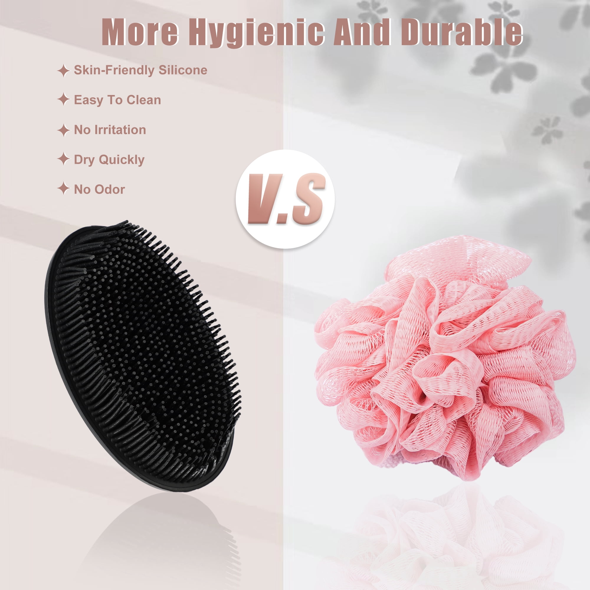Unique Bargains Silicone Body Scrubber Soft Shower Exfoliating Brush Black