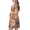 thumbnail image 2 of Easygdp Hand Drawn Vintage Coffee para Vestido Transpirable de Mujer, Vestido Suelto de Manga Corta con Pliegues y Bolsillos para el Verano, 2 of 6