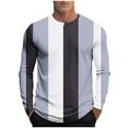 thumbnail image 2 of DAFPZW Color Block Long Sleeve Shirts for Men Crew Neck Vintage Pullover Casual Loose Fit Blouse Fall Fashion Casual T-Shirt, 2 of 5