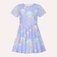 thumbnail image 5 of Babcutegg Summer Short-Sleeve Round-Neck Dress Featuring Playful Jellyfish Print, Lightweight Breathable Fabric And Flattering A-Line Silhouette Silver Size M, 5 of 6