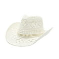 thumbnail image 3 of UJNDER Stylish Sun Hats for Outdoor Activities Shapeable Straw Cowboy Hat for Both Women and Men Ideal Summer Accessory with Unique Design White, 3 of 7