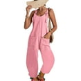 thumbnail image 3 of DYMADE Womens Adjustable Strap Jumpsuits Summer Casual Square Neck Sleeveless Pockets One-Piece Pants, 3 of 3