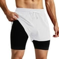 thumbnail image 4 of FINALGANG Mens Solid Color Two In One Athletic Shorts With Compression Liner Elastic Waist Drawstring Quick Dry Shorts For Gym Running Training Trendy Shorts, 4 of 6