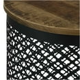 thumbnail image 6 of JERFIT Modern Drum Accent Table with Metal Lattice Base, Natural Mango Wood Top for Living Room, Bedroom, Industrial Style, 6 of 7