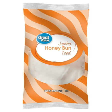 Great Value Jumbo Iced Honey Bun, 4 oz