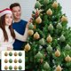 thumbnail image 1 of Fiudx Liquidación De Ahorros De Verano Bolas De Navidad Flocadas Adornos De Bolas De Árbol De Navidad Bolas De Plástico Adornos Colgantes Decorativos De Navidad Decoración Del Árbol De Navidad, 1 of 4