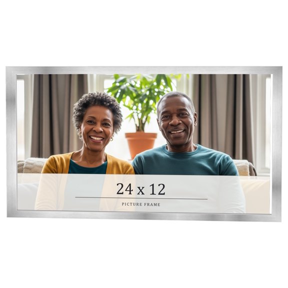 24x12 Frame Silver Real Wood Picture Frame Width 0.75 inches | Interior Frame Depth 0.5 inches |