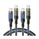 thumbnail image 1 of wonima44 240W USB C to USB C Cable[4ft 2-Pack],Fast Charging USB C Cable with LED Display for Galaxy S23+/S23Ultra/S22Ultra,MacBook Pro,lPhone16/15/15Pro/15ProMax,etc,Transparent Shell,(Black), 1 of 1