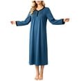 thumbnail image 2 of Neewe Women's Nightgown V-Neck Loungewear Long Sleeve Sleepdress Full Length Nightgown for Women S-2XL, 2 of 6