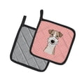 thumbnail image 2 of Caroline's Treasures BB1247PTHD Checkerboard Pink Wire Haired Fox Terrier Pair of Pot Holders , 7.5HX7.5W, multicolor, 2 of 3